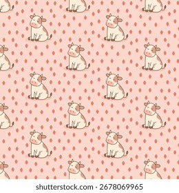 Erdbeer-Moo. Muster von niedlichen Kühen kawaii.Cute Kuh Print .Seamless Kuh Print .Minimalist Kuh Muster .
