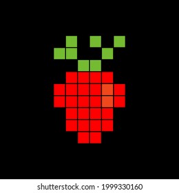 Strawberry mosaic on black background