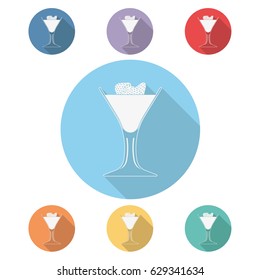 Strawberry mousse flat vector icon set