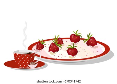 Strawberry mousse on plate