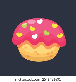Sabor a muffin de fresa en diseño de Vector plano.