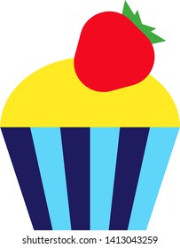 Strawberry muffin geometric illustration isolated on background