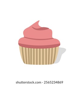 Strawberry muffin. Strawberry ice. Bakery. Dessert food. Sweet food. Birthday cupcakes.