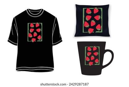 strawberry mug and pillow design.