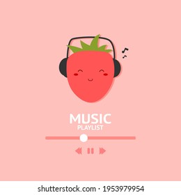 Strawberry music playlist. Cute style playlist. Pastel color playlist. Relaxing music background.