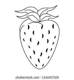 Strawberry natural fruit in black and white