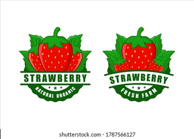 Strawberry Natural Organic Fram Fresh Badge Design2