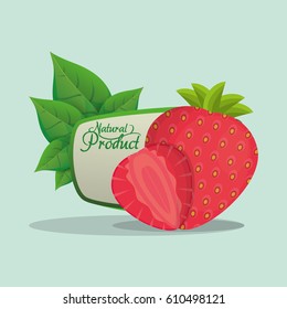 strawberry natural product label vector illustration eps 10