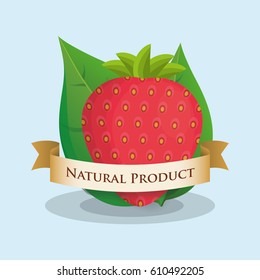 strawberry natural product ribbon design vector illustration eps 10