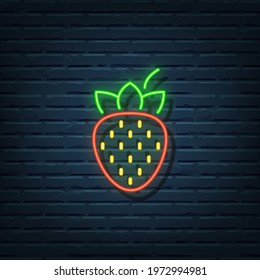 Strawberry Neon Sign Vector Elements