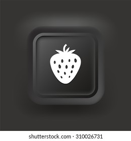 Strawberry on Black Square Button
