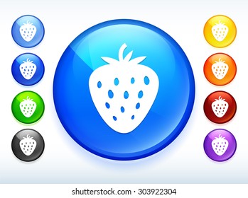 Strawberry on Colorful Round Button