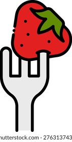 Strawberry on Fork Icon: Fresh Fruit Dessert