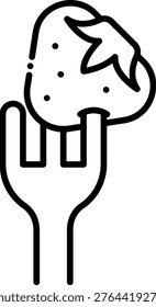 Strawberry on Fork Icon Illustration