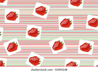 strawberry on the striped background