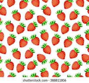 strawberry on white background seamless vector pattern