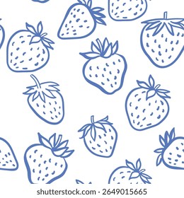 Strawberry on the white background. Vector illustration. Seamless pattern. Summer design. Sweet berry