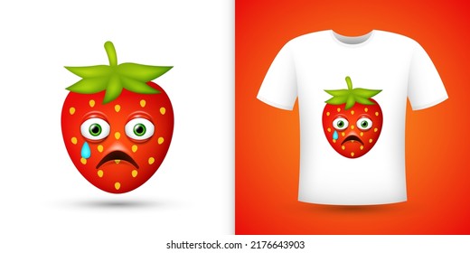 Strawberry on white shirt. Vector
