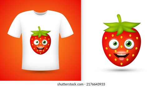 Strawberry on white shirt. Vector