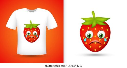 Strawberry on white shirt. Vector