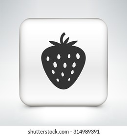 Strawberry on White Square Button