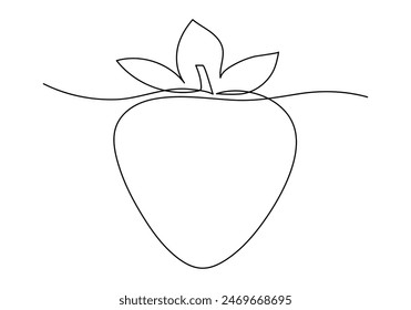 Strawberry One continuous line drawing. Hand drawn minimalist vector illustration. Summer berry simple design.