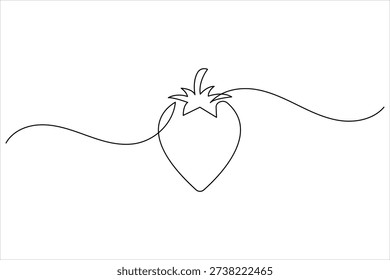 Strawberry one line drawing vector art isolated on white background