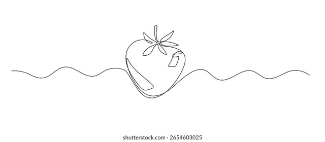 Erdbeere, einzeilige Illustration, fortlaufende Linie, einzelne Skizze, Beerendoodle
