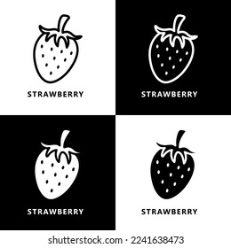 Strawberry Organic Food Icon Logo. Fresh Fruit Agriculture Symbol Illustration Vector