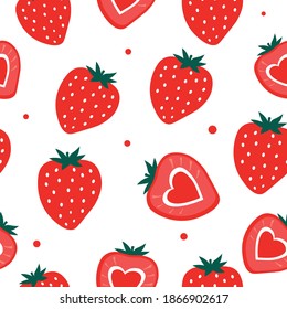 Strawberry ornament seamless pattern. Packaging and greeting cards for Valentine's day. Vector graphics