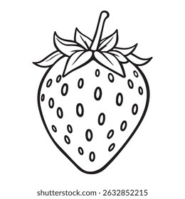 Desenho de Contorno de Morango para Coloração ou Design