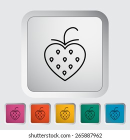 Strawberry. Outline icon on the button. Vector illustration.