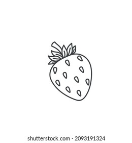 Strawberry outline icon. Simple linear sketch vector illustration of berry