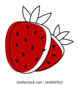 Strawberry Outline Illustration .Vector Hand Drawn Outline Fruit Icon.