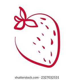 Strawberry outline logo, simple linear design depicting juicy fruit vector illustration