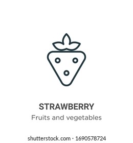 Strawberry outline vector icon. Thin line black strawberry icon, flat vector simple element illustration from editable fruits concept isolated stroke on white background