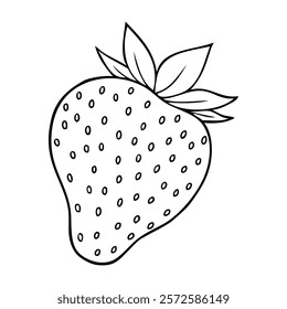 strawberry outline vector illustration,isolated on white background,top view