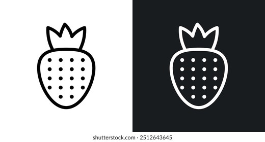 Strawberry outlined icon vector collection.