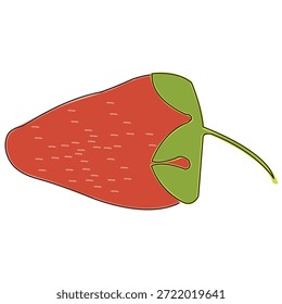Fresa delineada aislada sobre fondo blanco; icono con fruta 