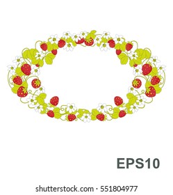 Strawberry oval frame. Vector illustration