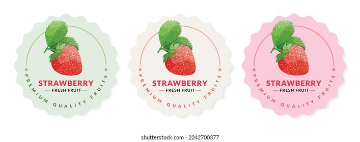 Strawberry packaging design templates, watercolour style vector illustration.