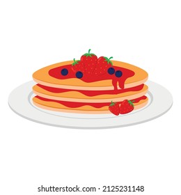 Strawberry Pancake Clipart Vector Design In Cute Animated Cartoon Icon Illustration For Pancake Day Shrove Tuesday