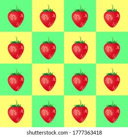 Strawberry patter on a colored background