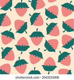 Fondo del patrón de fresa. Publicación en medios sociales. Ilustración de vectores de frutas.