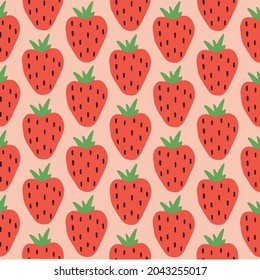 Strawberry Pattern Background. Social Media Post. Fruits Vector Illustration.