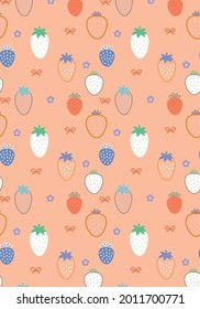 Strawberry Pattern, Colorful seamless strawberry, Strawberry orange Background, Strawberry Wallpaper Love Cards Vector Stock Vector Illustration.