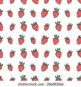 Strawberry pattern, hand drown berry, seamless background.