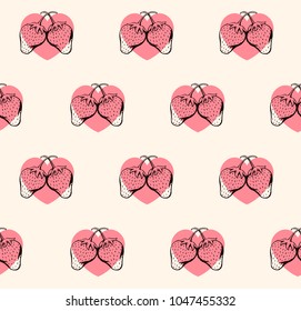 Strawberry pattern with heats pastel color