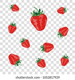 Strawberry pattern isolated on a transparent background.