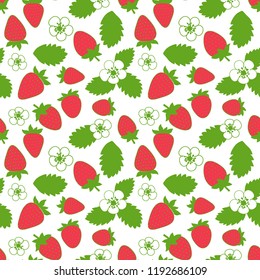 strawberry pattern - juicy berry seamless wallpaper vector